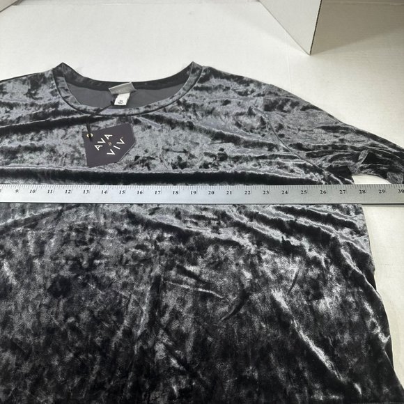 Ava And Viv Women's Size 2X Top Casual Velvet Cropped Black New With Tags - Picture 9 of 13